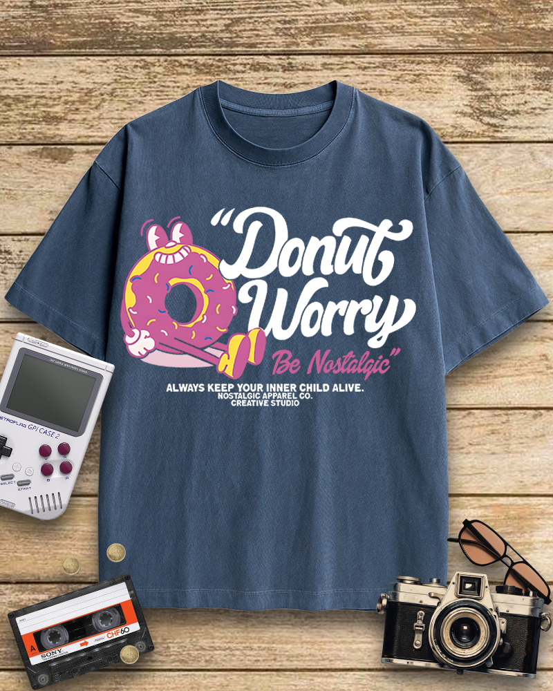 TheRetroTee Donut Worry 1990s Cotton T-Shirt