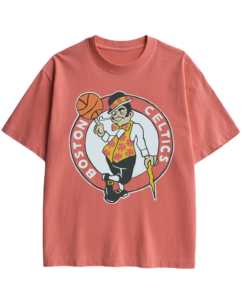 TheRetroTee Boston Leprechaun Basketball 1950s Cotton T-Shirt