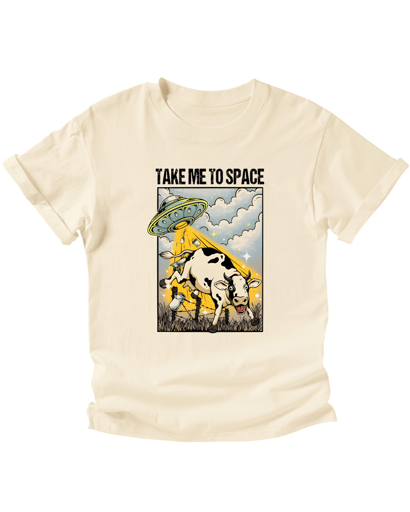 TheRetroTee Take Me To Space Cow Abduction 1950s Kids T-Shirt