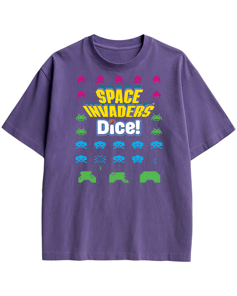 TheRetroTee Space Invaders Dice 1980s Cotton T-Shirt