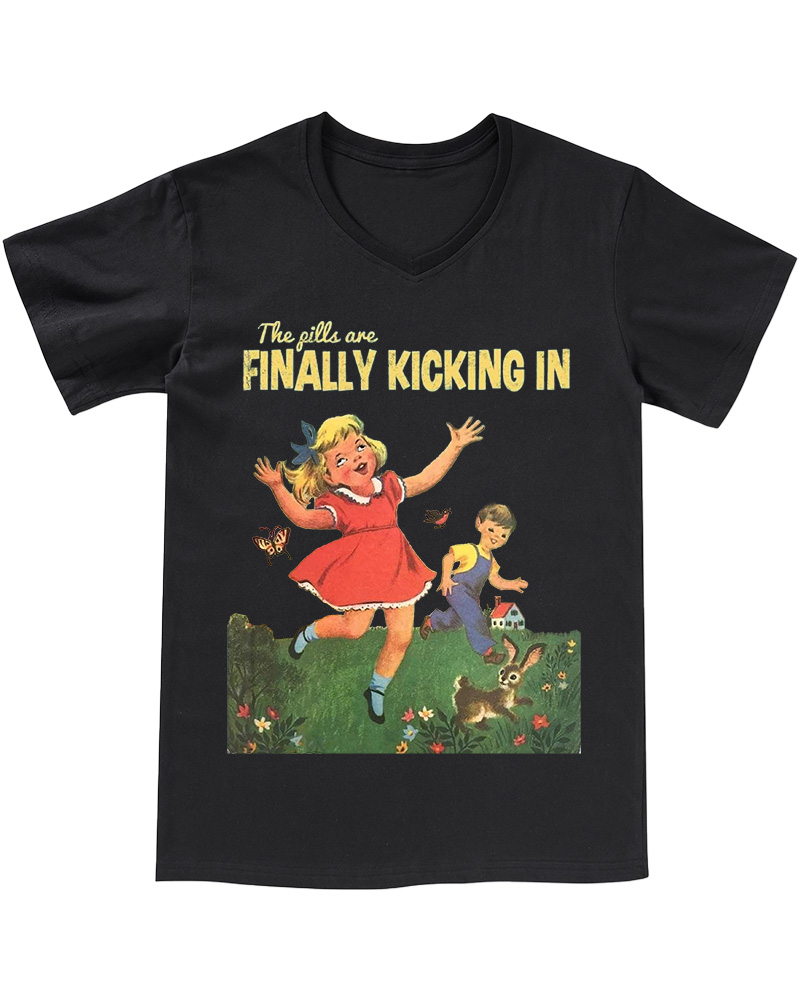 TheRetroTee The Pills Are Finally Kicking In 1950s V-neck T-Shirt