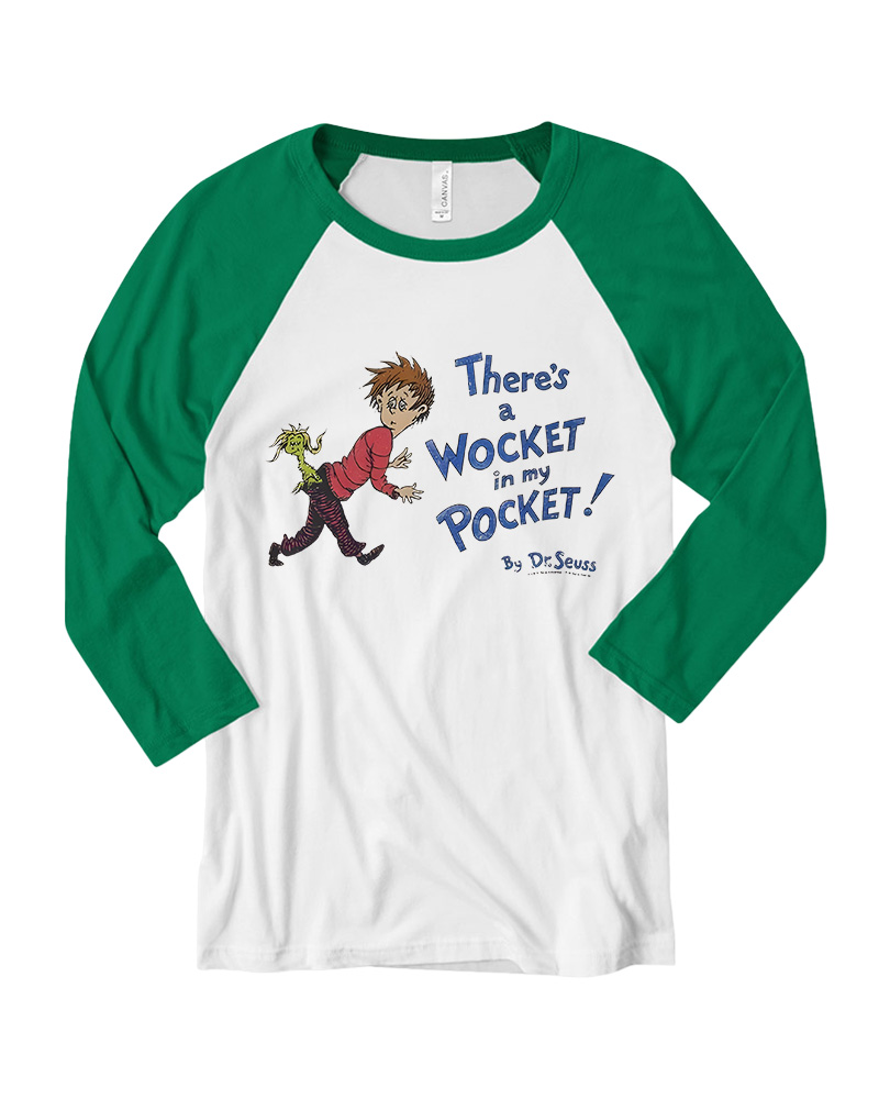 TheRetroTee Wocket Cover Distressed Long Sleeve Raglan T-Shirt