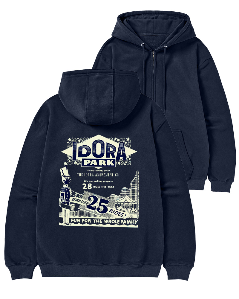 TheRetroTee Amusement Park Culture 1960s Zip-Up Hoodie