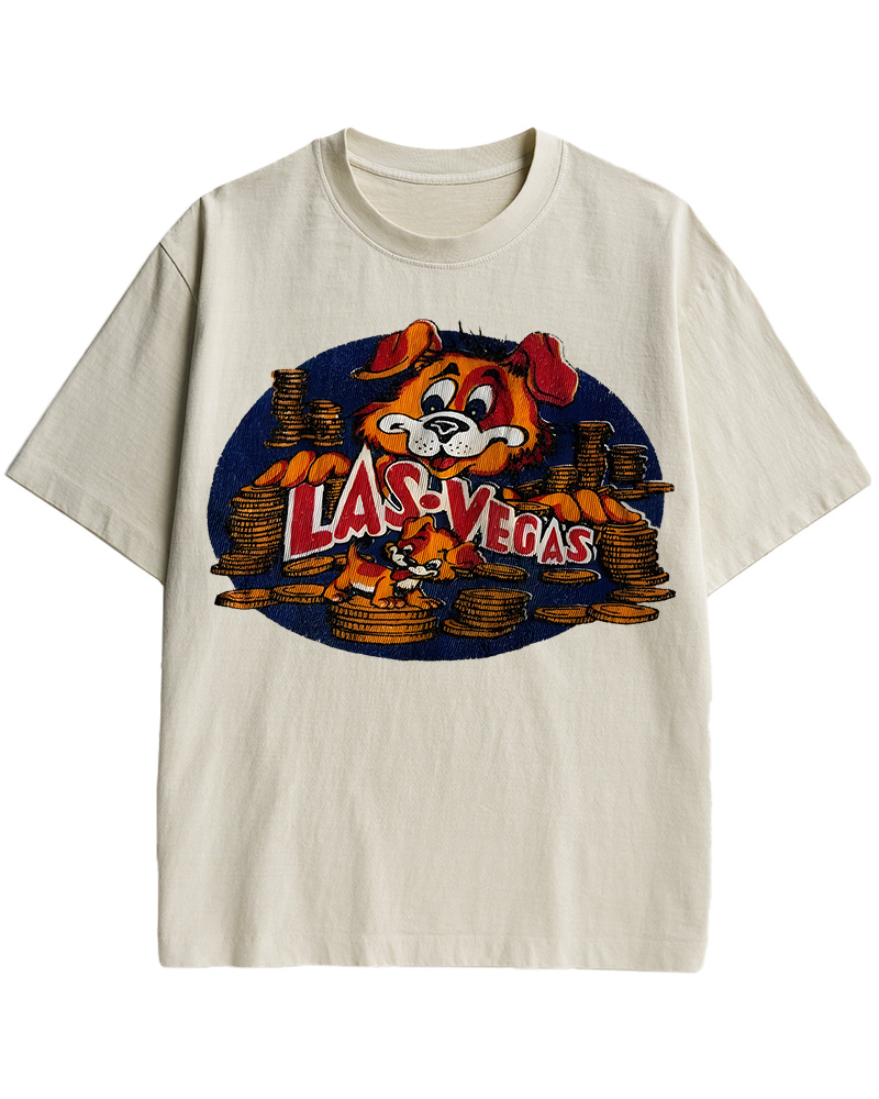 TheRetroTee Vintage 60s Las Vegas Dog Cotton T-Shirt