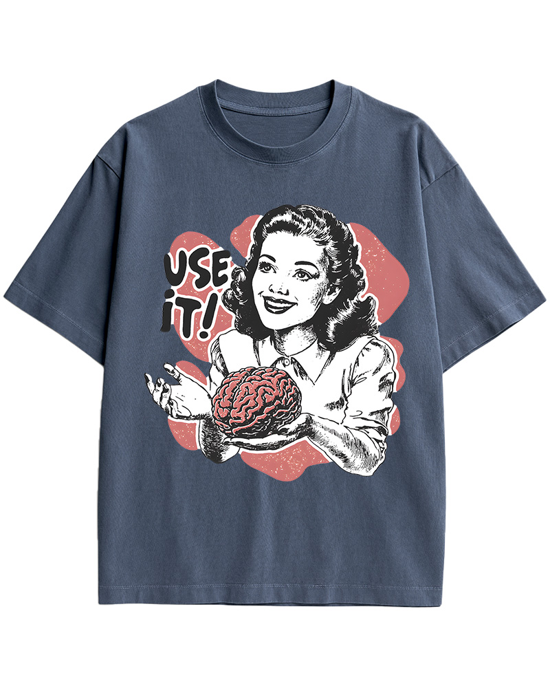 TheRetroTee Use Your Brain Sarcastic 1950s Cotton T-Shirt