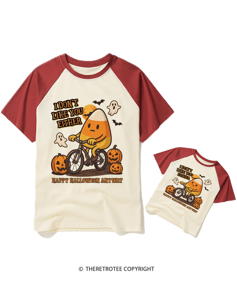 TheRetroTee I Don’T Like You Either 1990s Halloween Raglan Baseball Family T-Shirt