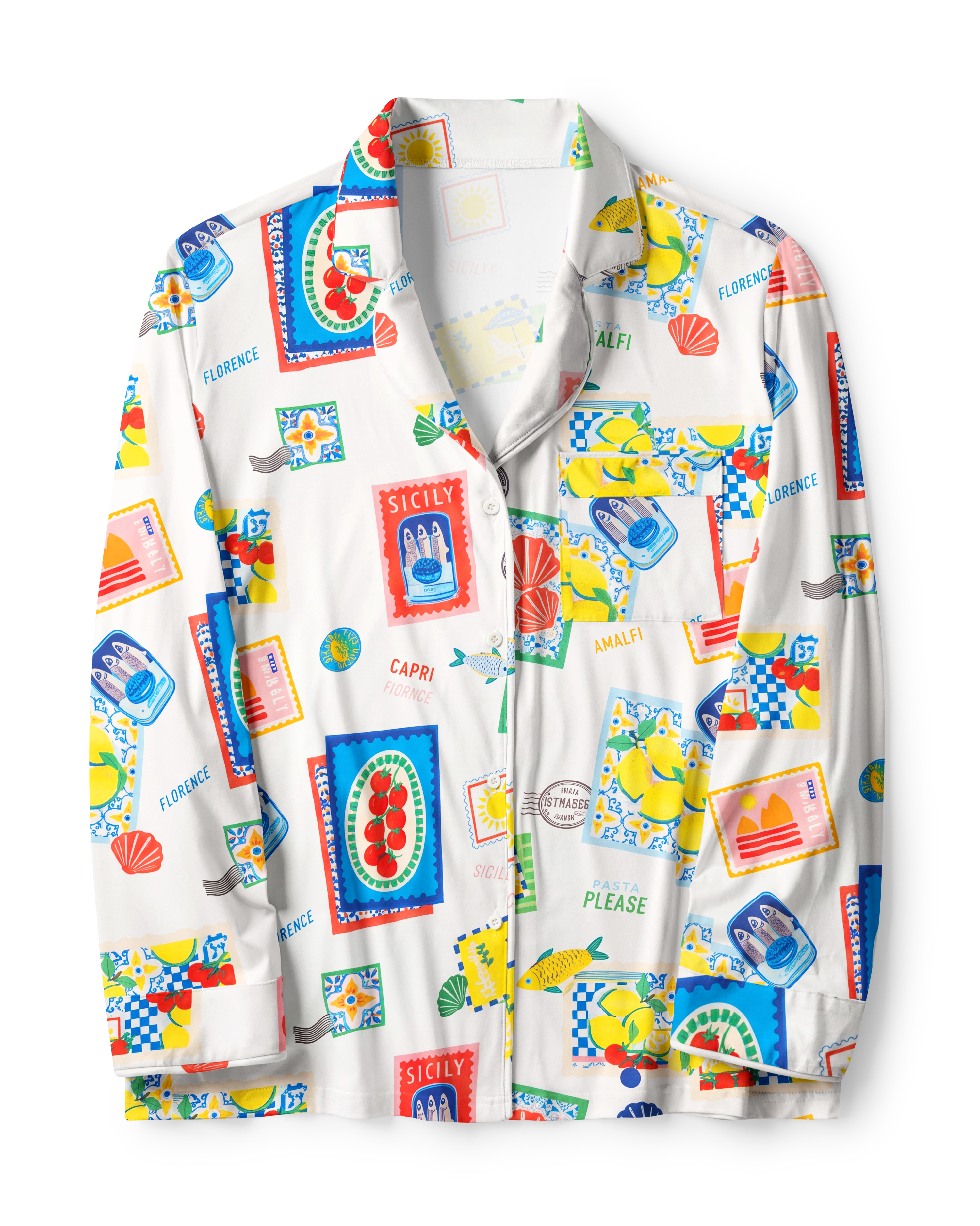 TheRetroTee Vintage Mediterr Ditsy Vintage Pajama Set