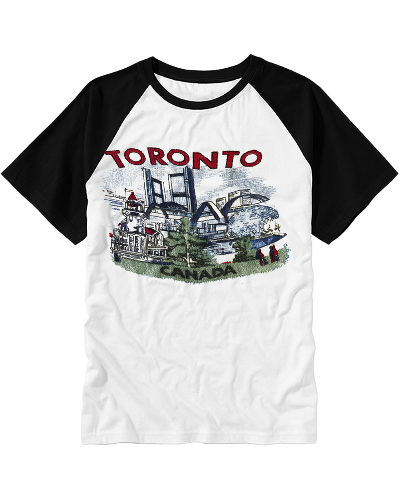 TheRetroTee 1960s Toronto souvenir Raglan Baseball T-Shirt