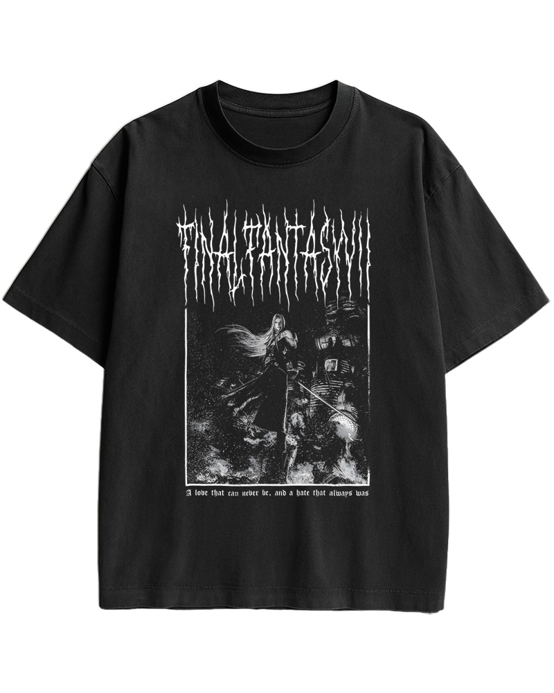 TheRetroTee Final Fantasy VII Black Metal 1990s Cotton T-Shirt
