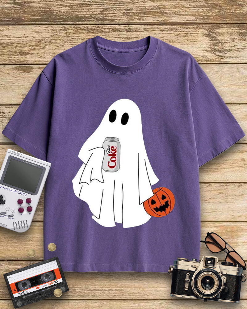 TheRetroTee Halloween Diet Coke Ghost 1980s Cotton T-Shirt