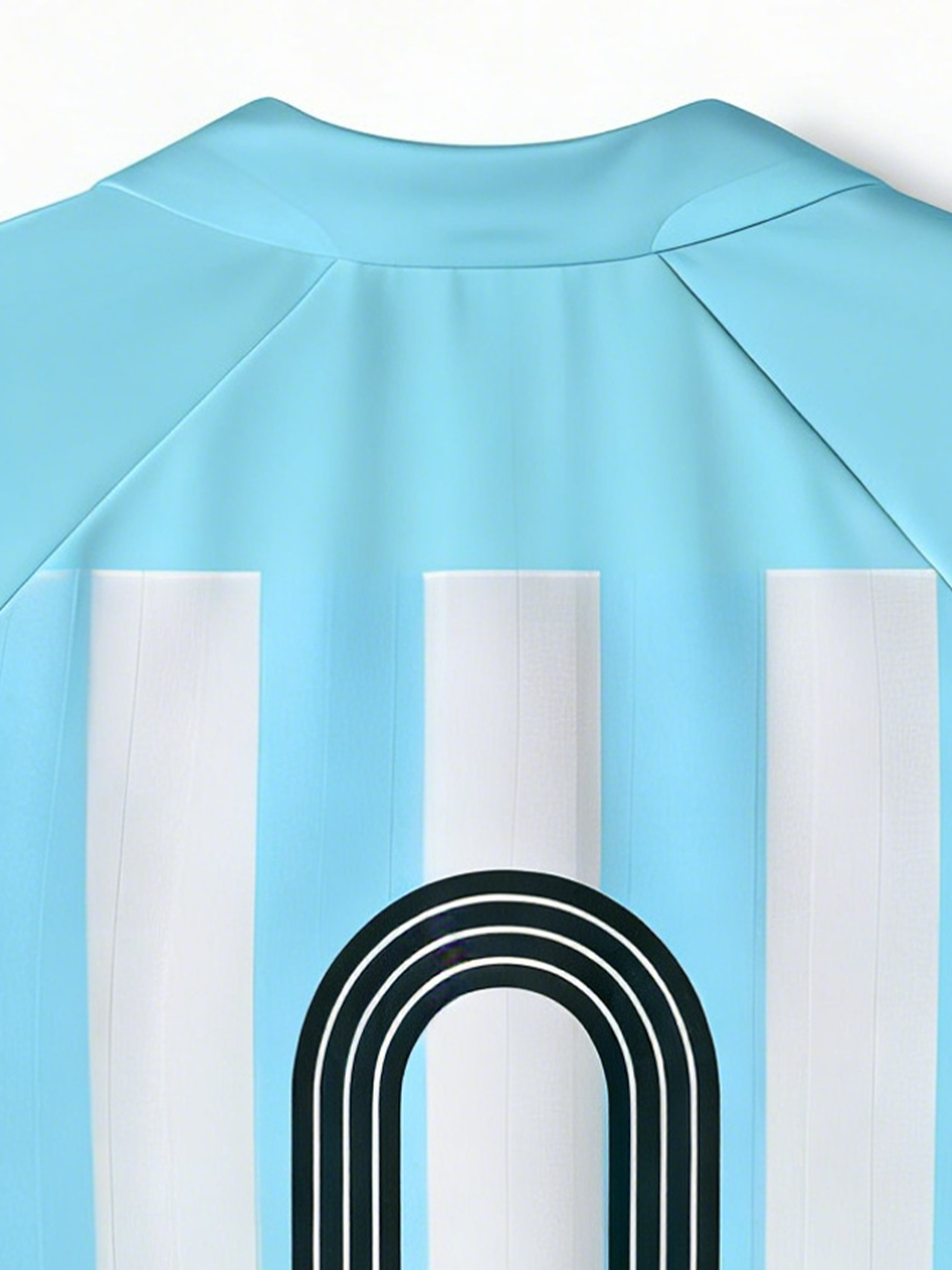 TheRetroTee Classic 2006 Light Blue White Vertical Stripe Polo Mesh Jersey