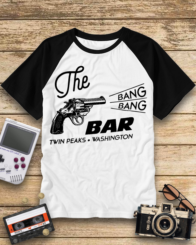 TheRetroTee Bang Bang Bar 1990s Raglan Baseball T-Shirt