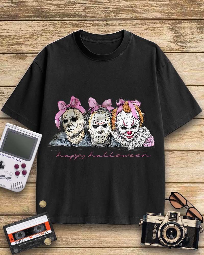 TheRetroTee Happy Halloween 1980s Cotton T-Shirt