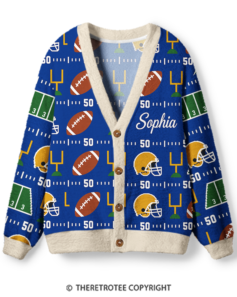 TheRetroTee Vintage Custom Football Heritage Unisex Cardigan Sweater