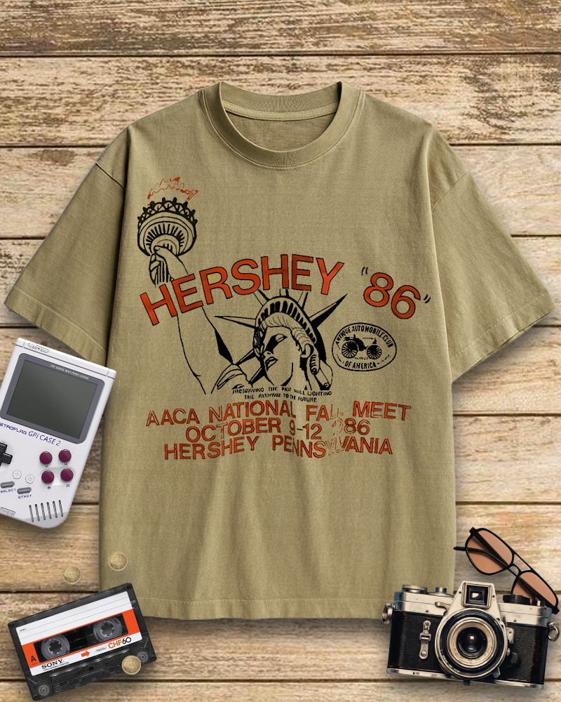 TheRetroTee 1986 Antique Auto Club Meet Hershey Cotton T-Shirt