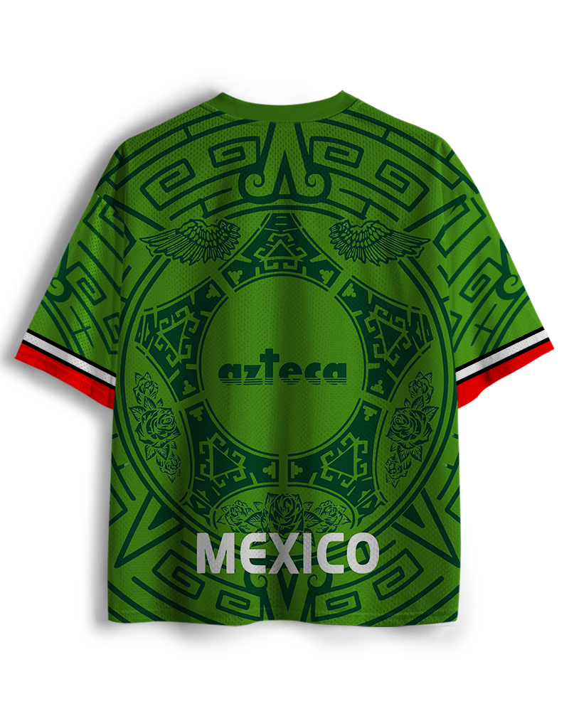TheRetroTee Mexico Virgen De Guadalupe Green Mesh Jersey