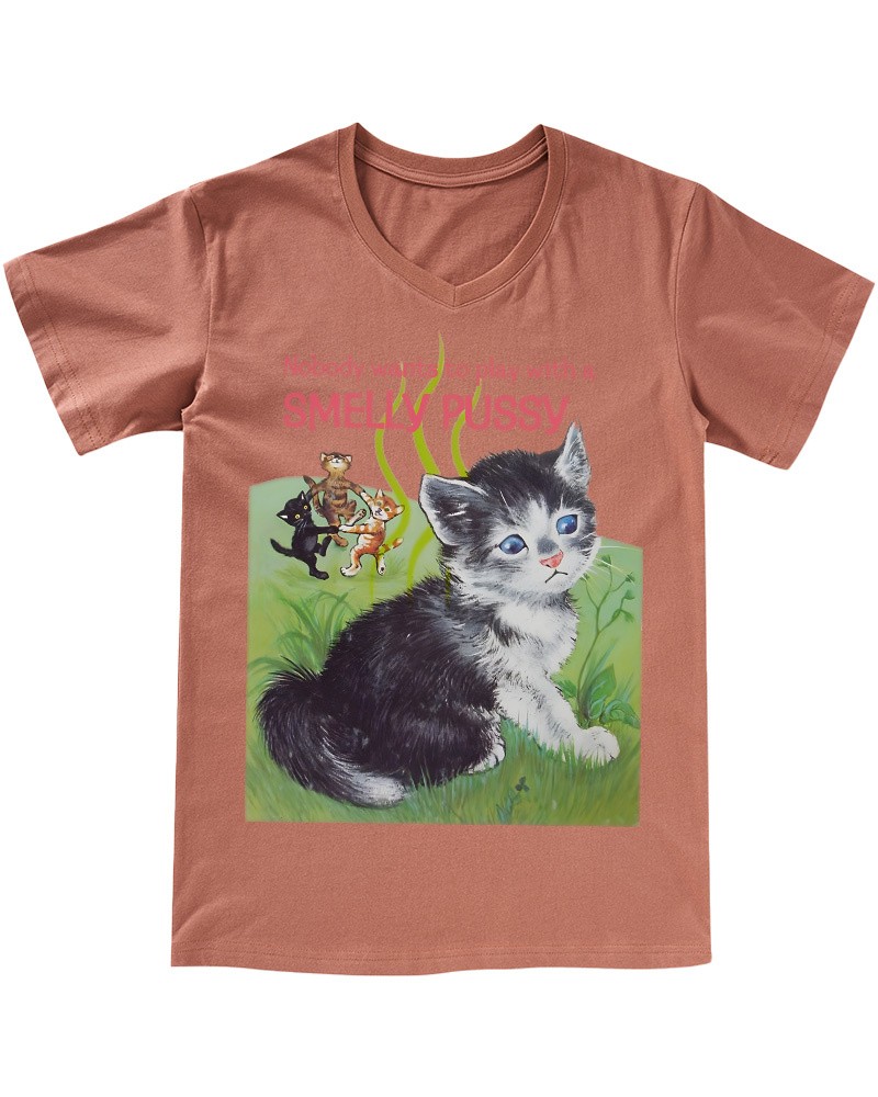 TheRetroTee Nobody Wants to Play with a Smelly Pussy 1950s V-neck T-Shirt