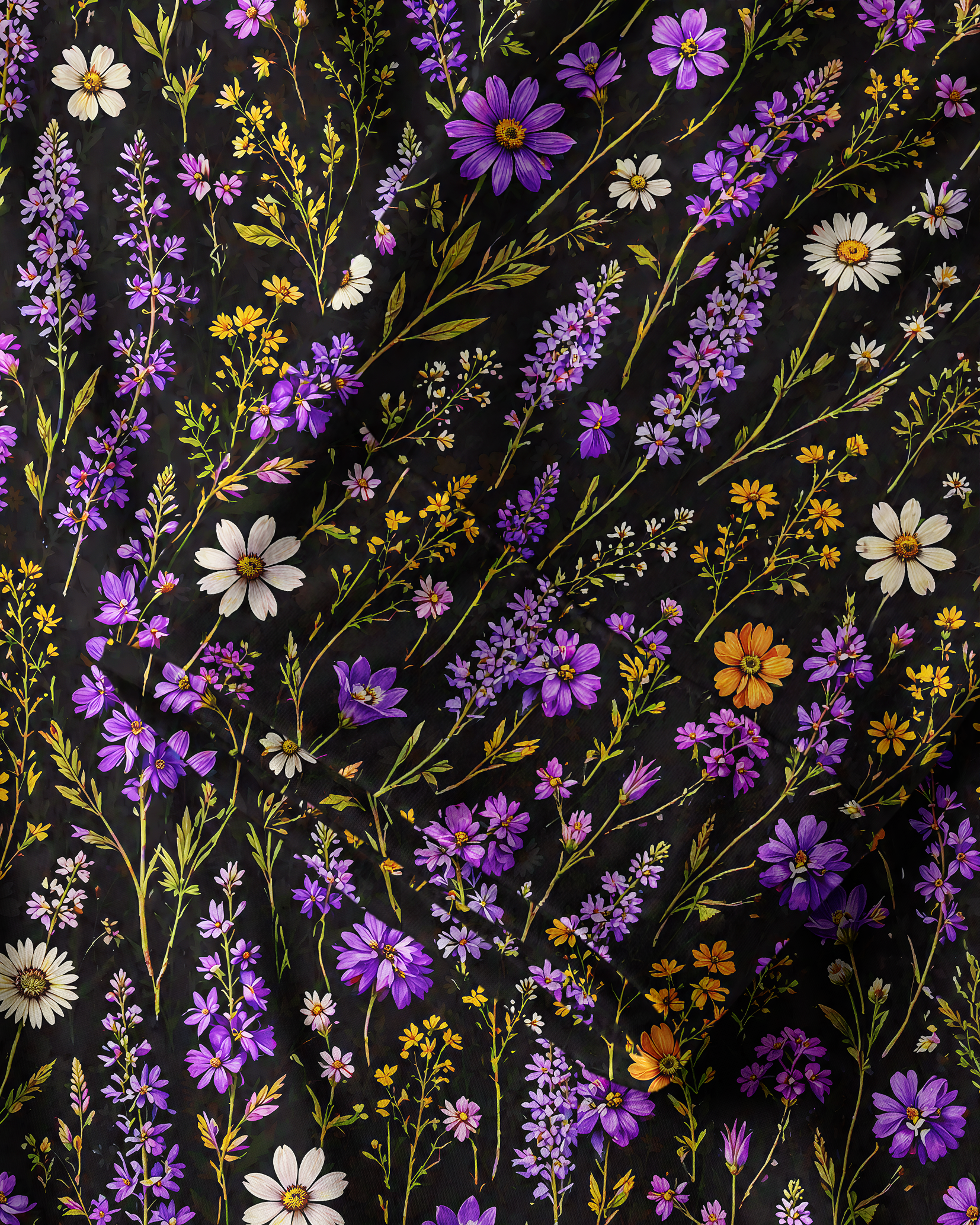 TheRetroTee Dark Purple Wild Meadow Vintage Pajama Set