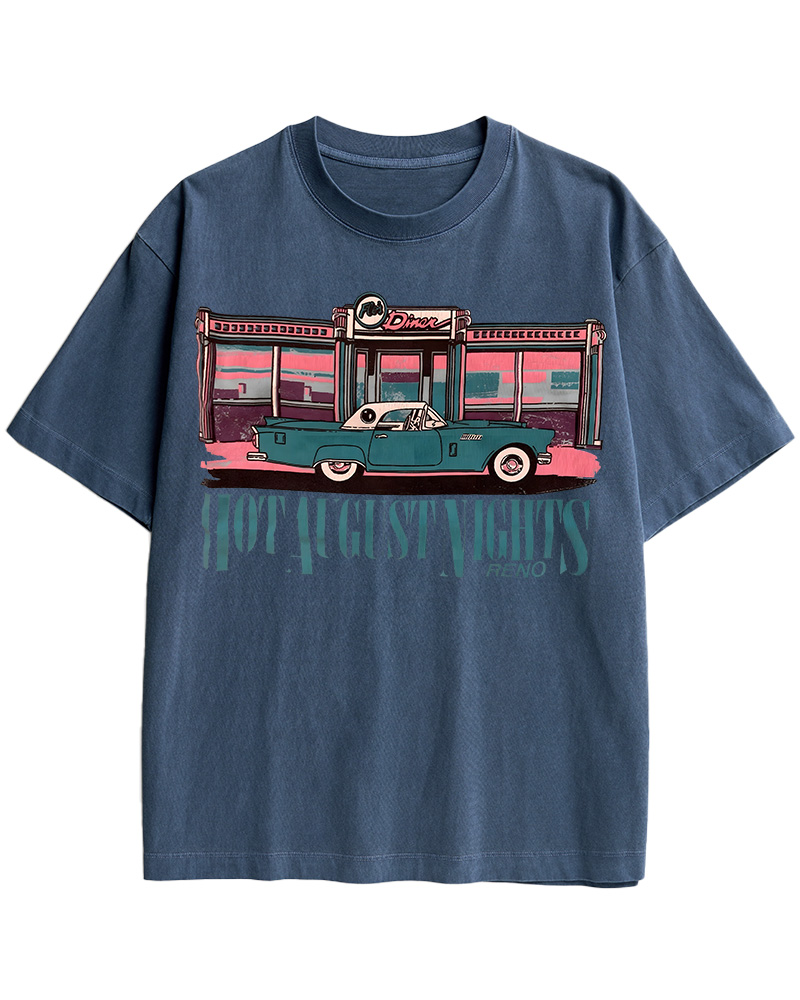 TheRetroTee Hot August Nights Reno Diner Vintage Cotton T-Shirt