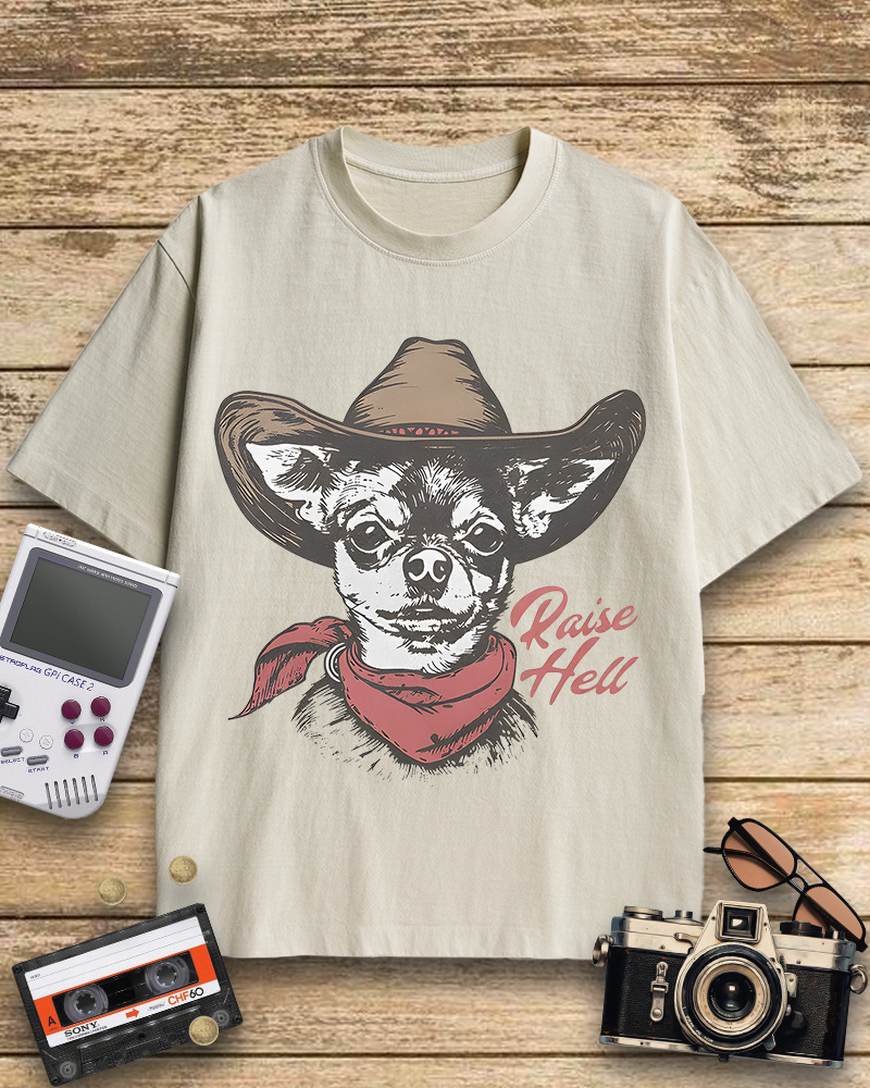 TheRetroTee Cowboy Dog Cotton T-Shirt