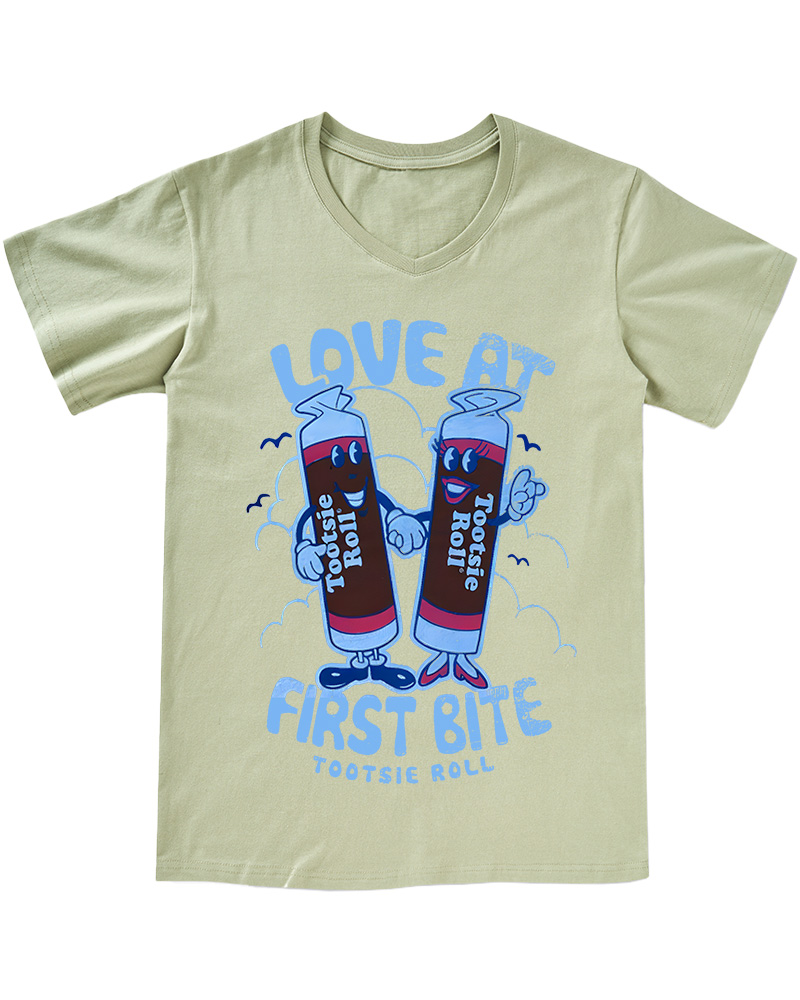 TheRetroTee Tootsie Roll - Love At First Bite Juniors 1960s V-neck T-Shirt