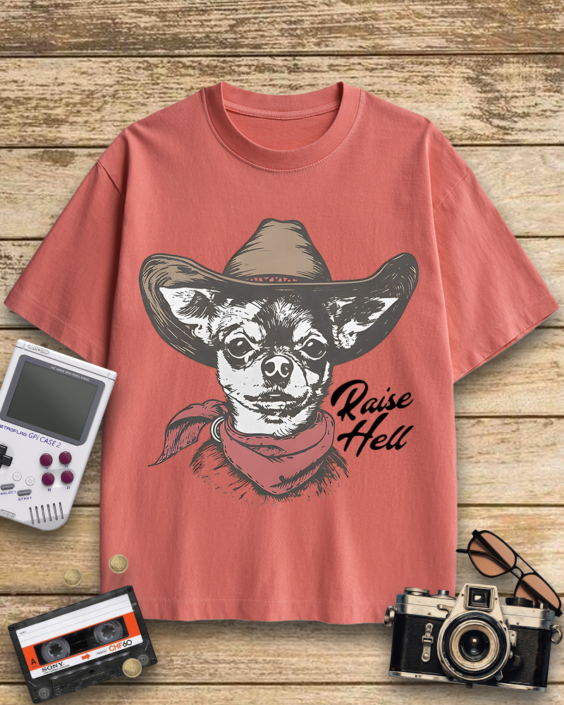 TheRetroTee Cowboy Dog Cotton T-Shirt
