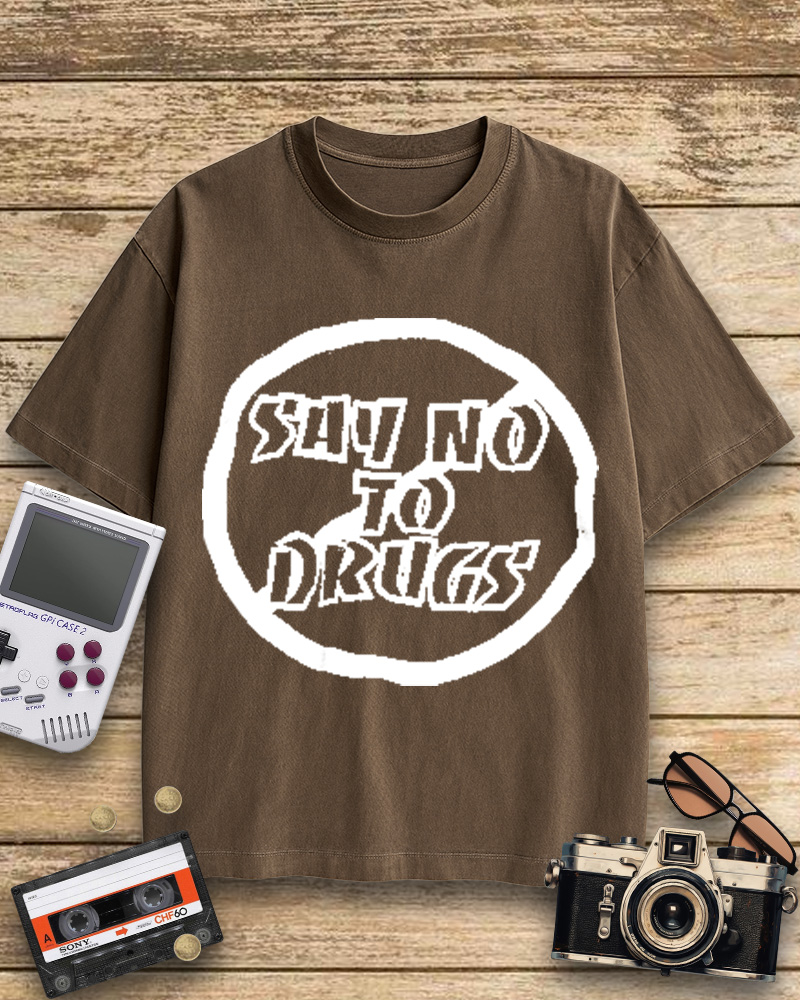 TheRetroTee Blue Say No to Drugs 1990s Cotton T-Shirt