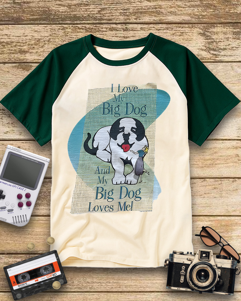 TheRetroTee Vintage Big Dogs Raglan Baseball T-Shirt