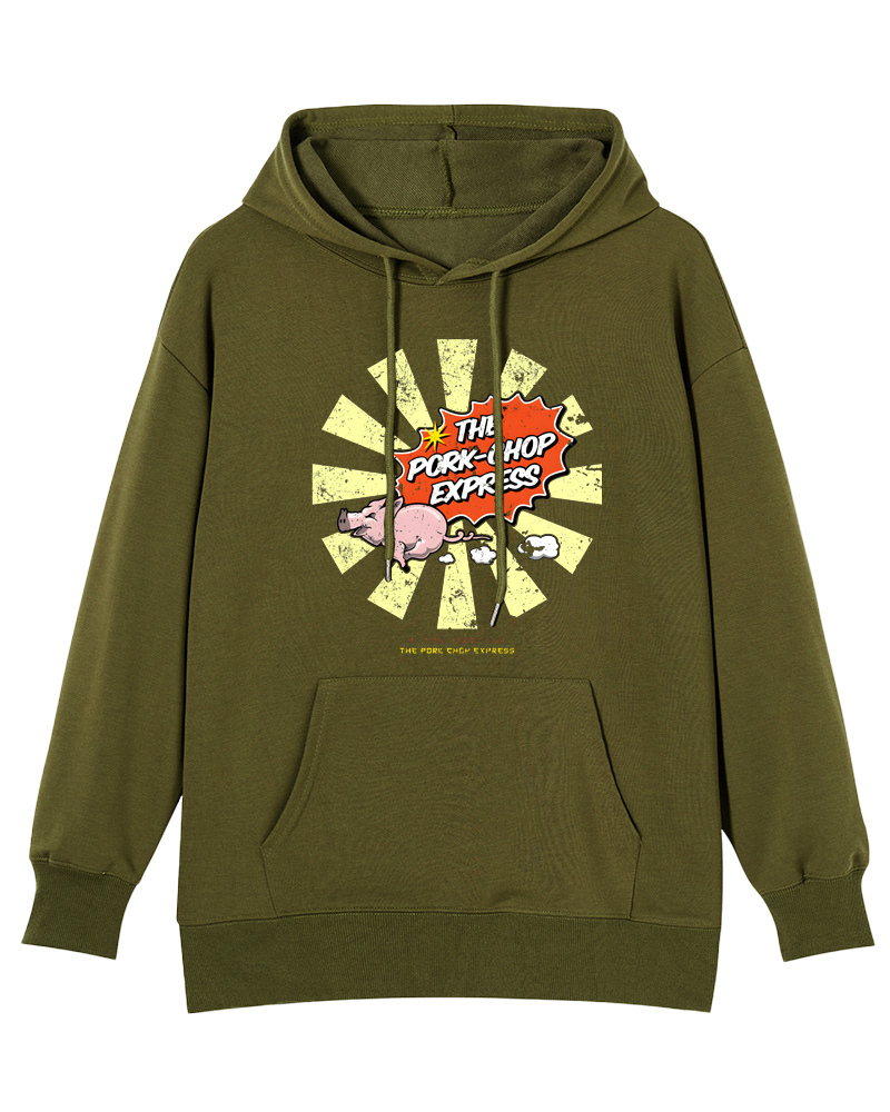 TheRetroTee Pork Chop Express 1980s Cotton Hoodie