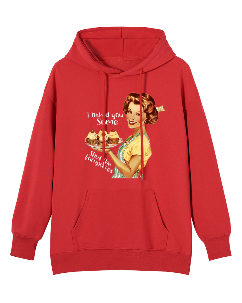 TheRetroHoodie Sarcastic Housewife Baking Meme 1950s Pin-up Hoodie