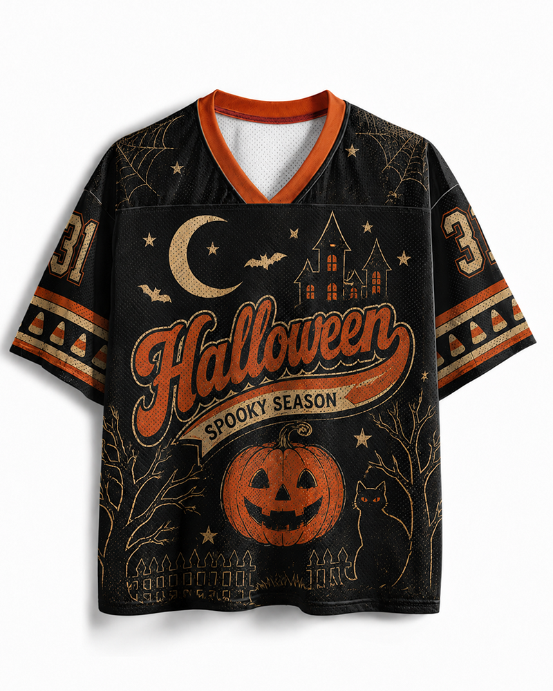 TheRetroTee Halloween Spooky Season Mesh Jersey