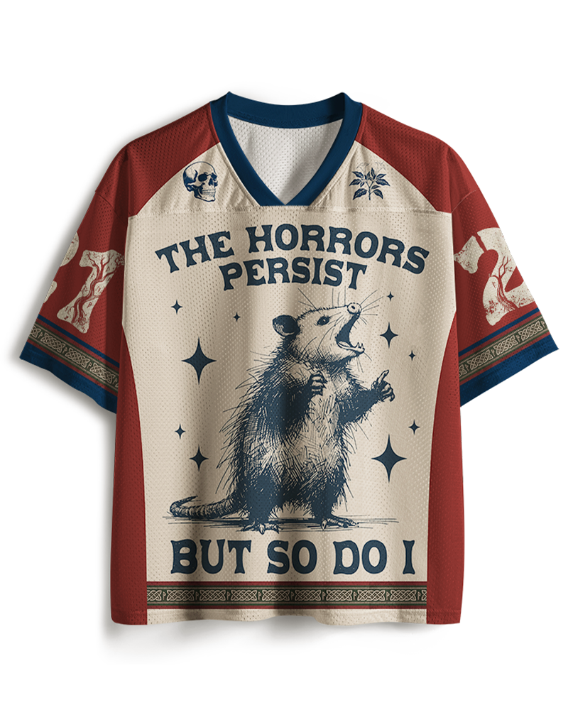 TheRetroTee The Horrors Persist But So Do I 1970s Mesh Jersey