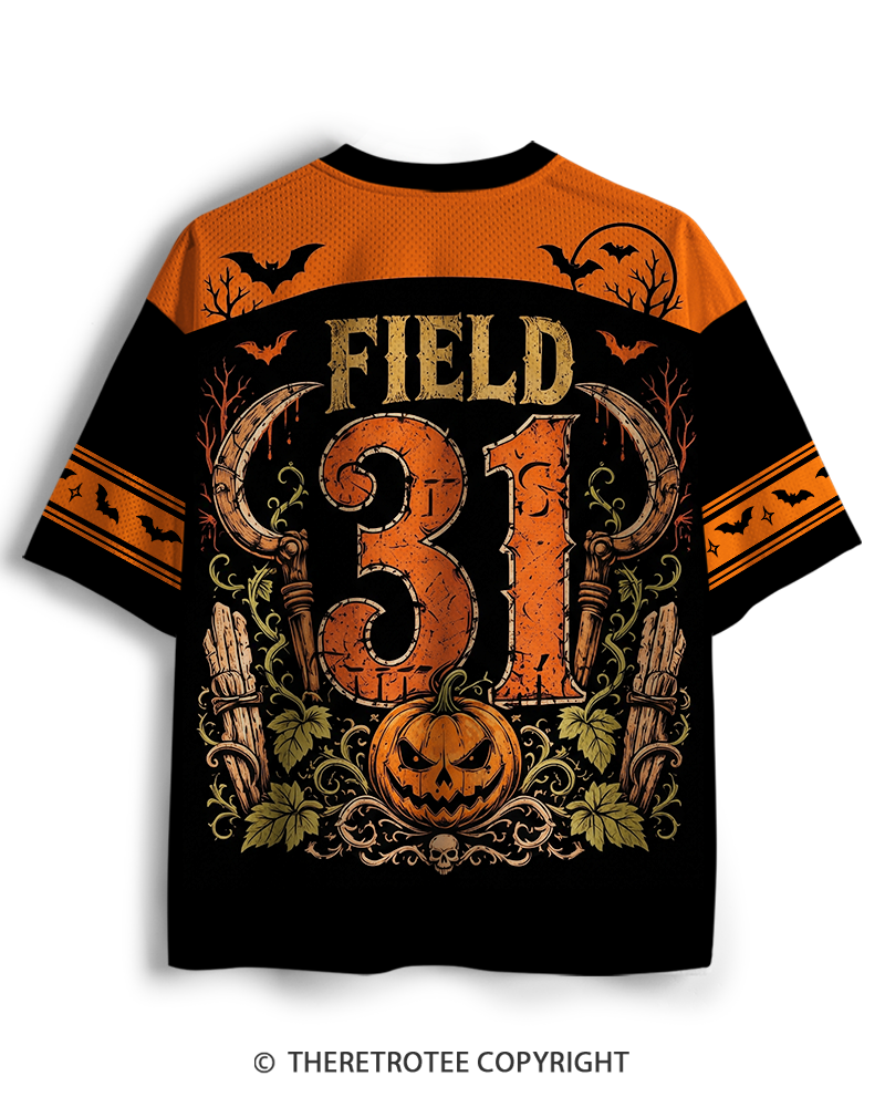 TheRetroTee Harvest After Dark 1980s Halloween Mesh Jersey