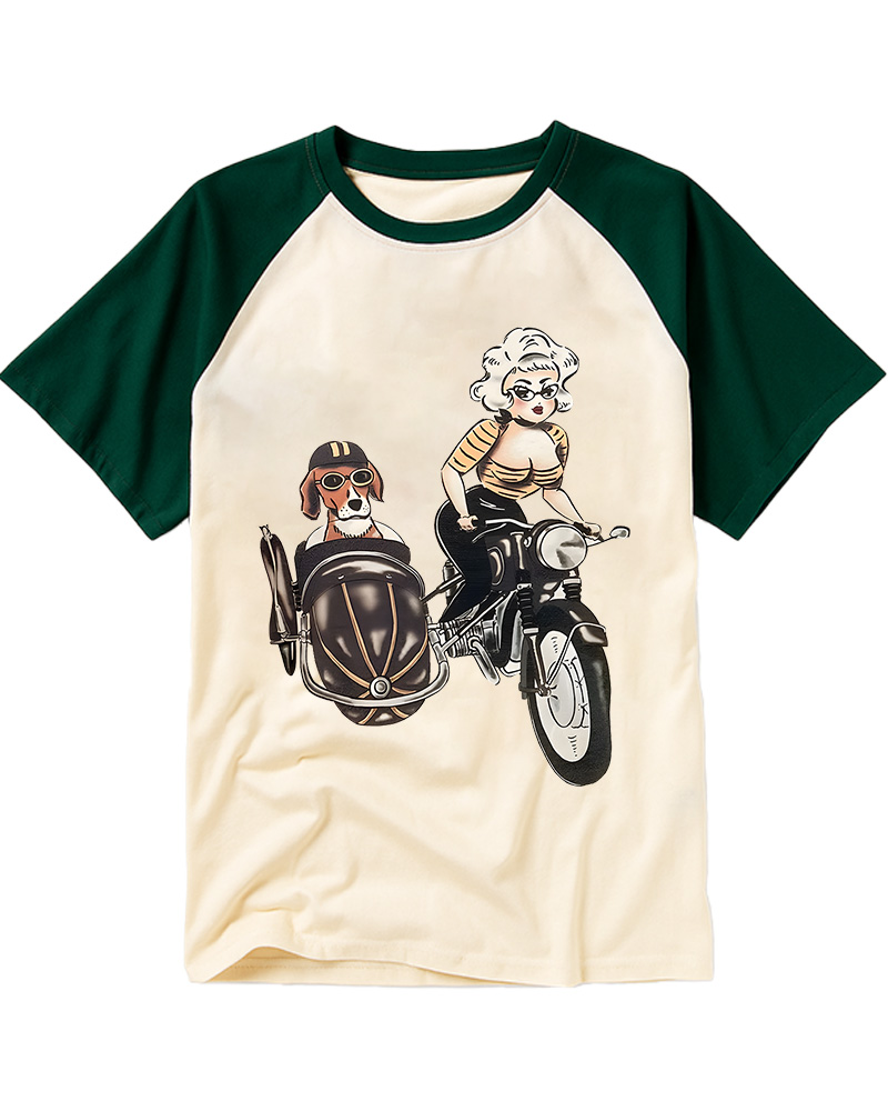 TheRetroTee On The Road Fitted 1950s Raglan Baseball T-Shirt