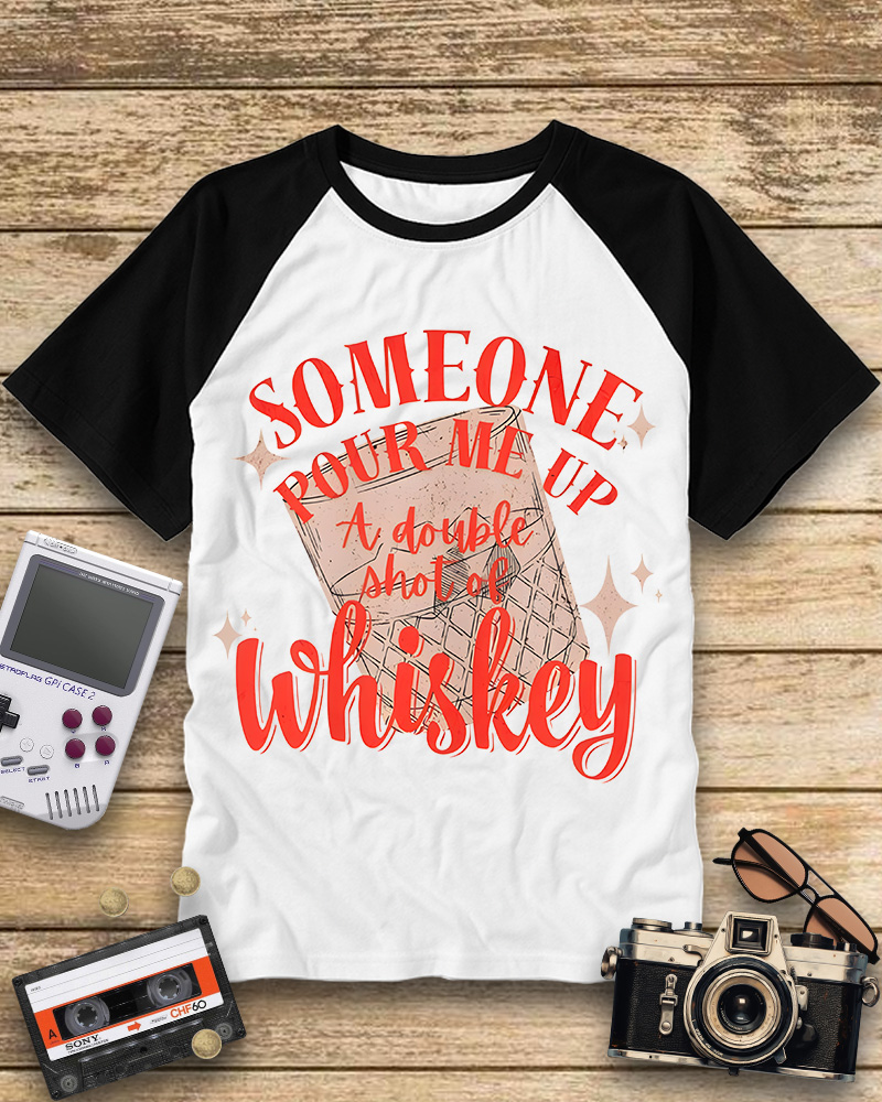 TheRetroTee Whiskey Raglan Baseball T-Shirt