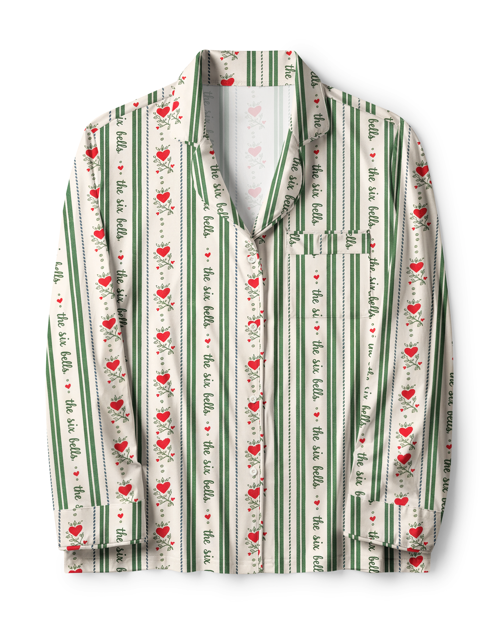 TheRetroTee Heart Stripe Carol Vintage Pajama Set
