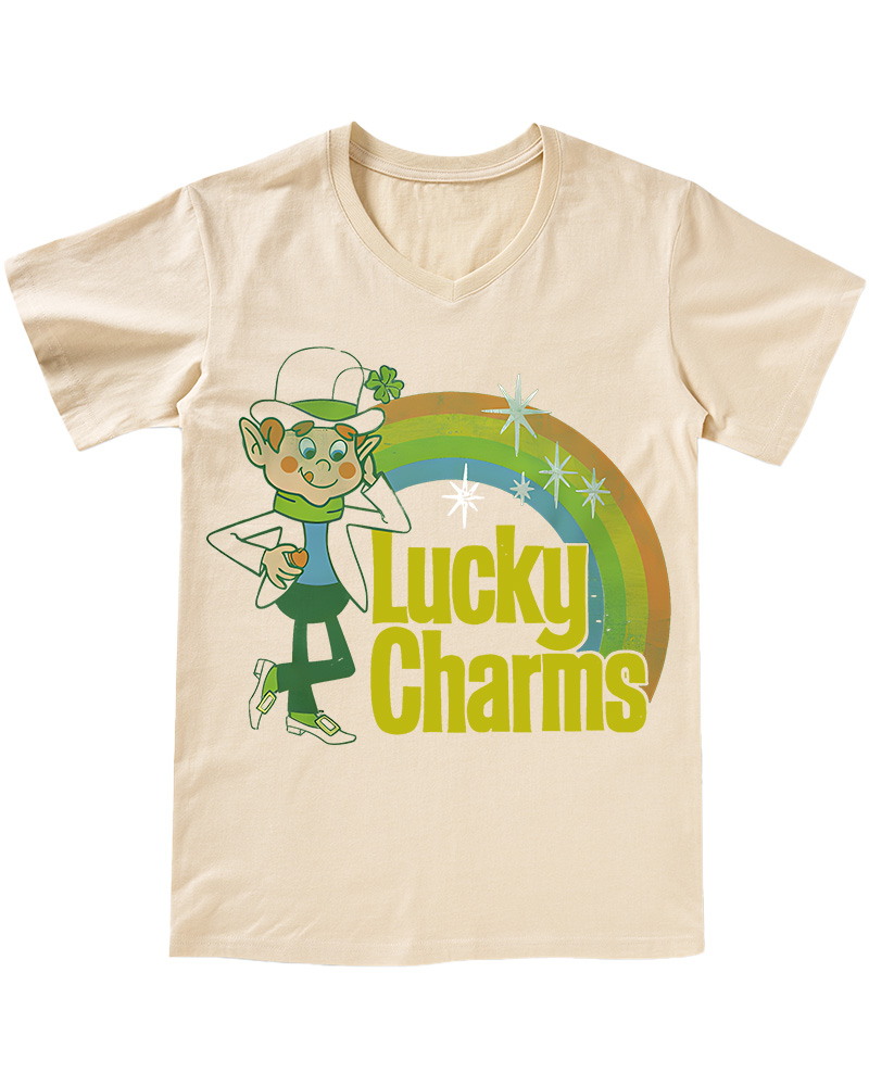 TheRetroTee Lucky Charms Retro Rainbow 1990s V-neck T-Shirt