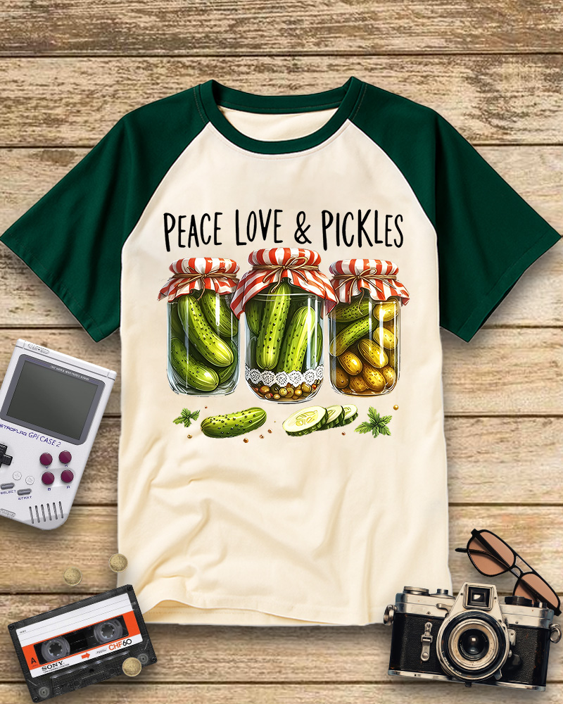TheRetroTee Dill Pickle 1970s Raglan Baseball T-Shirt