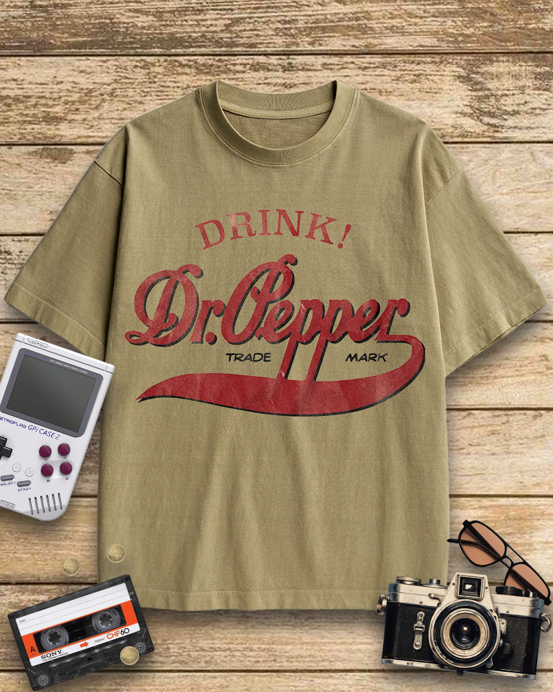 TheRetroTee Drink Dr. Pepper 1970s Cotton T-Shirt