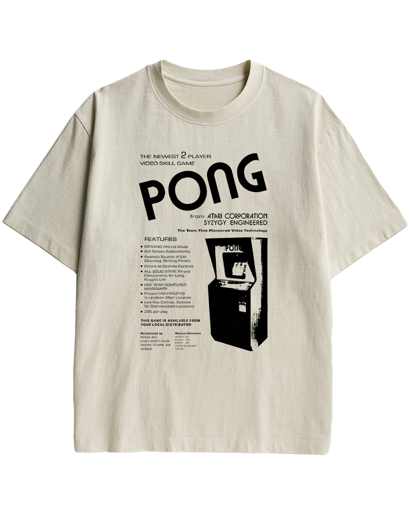 TheRetroTee Pong Arcade Cabinet 1970s Cotton T-Shirt
