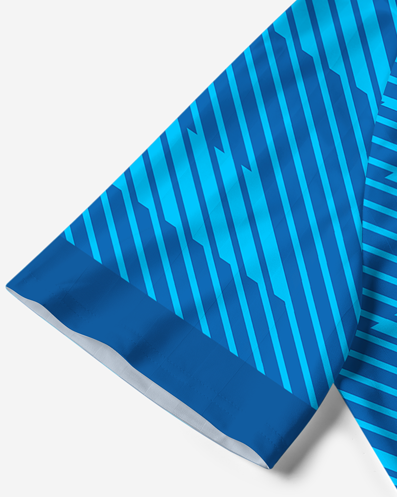 TheRetroTee Allez Les Bleus Blue Diagonal Stripe France Polo Mesh Jersey