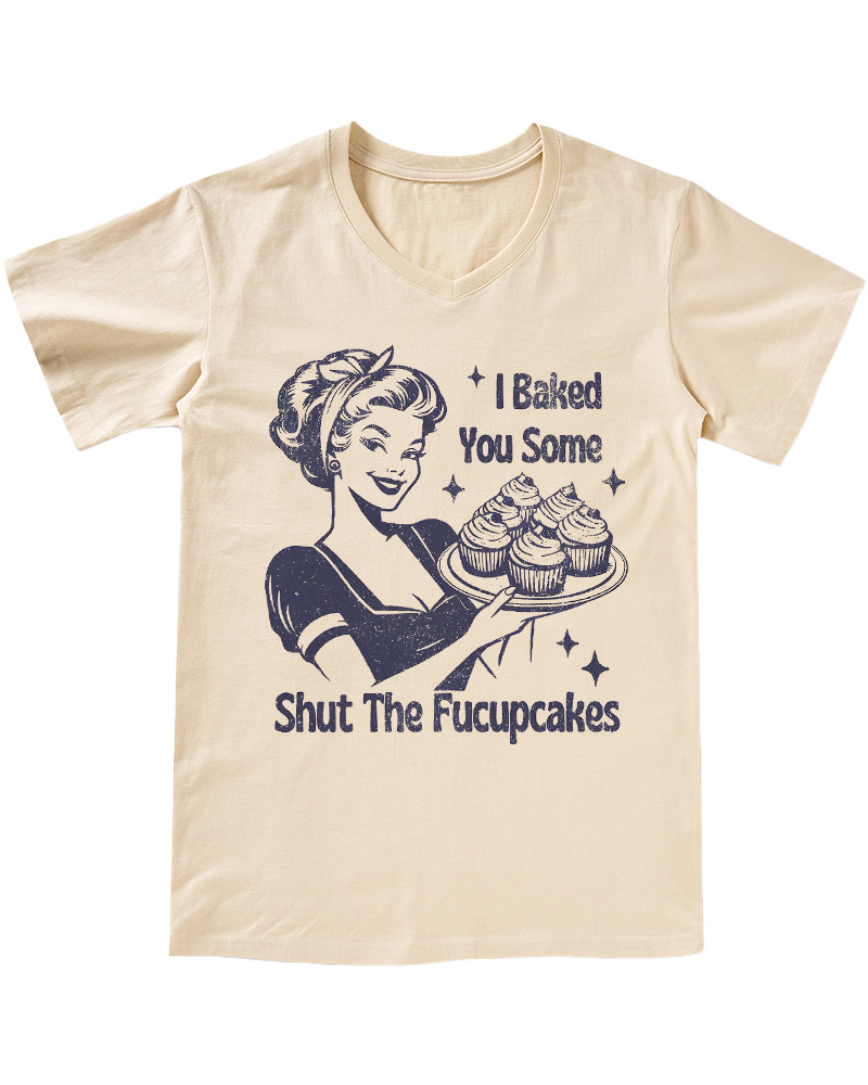 TheRetroTee 50s Shut The Fucupcakes V-neck T-Shirt