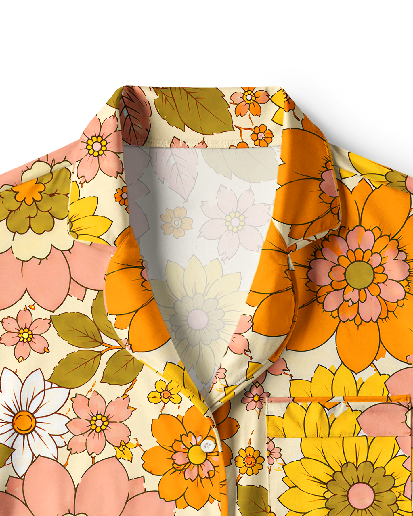 TheRetroTee 70s Retro Daisy Bloom Vintage Pajama Set