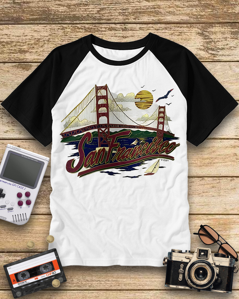 TheRetroTee San Francisco 1980s Raglan Baseball T-Shirt