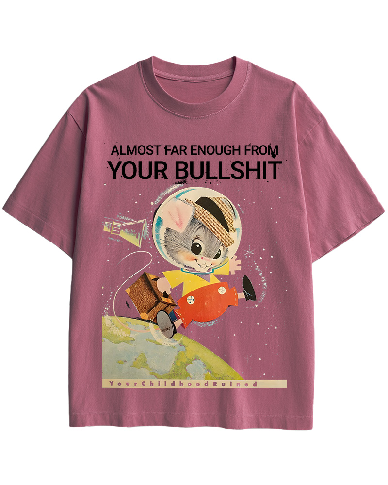 TheRetroTee Almost Far Enough from Your Bullshit Pin-Up Cotton T-Shirt