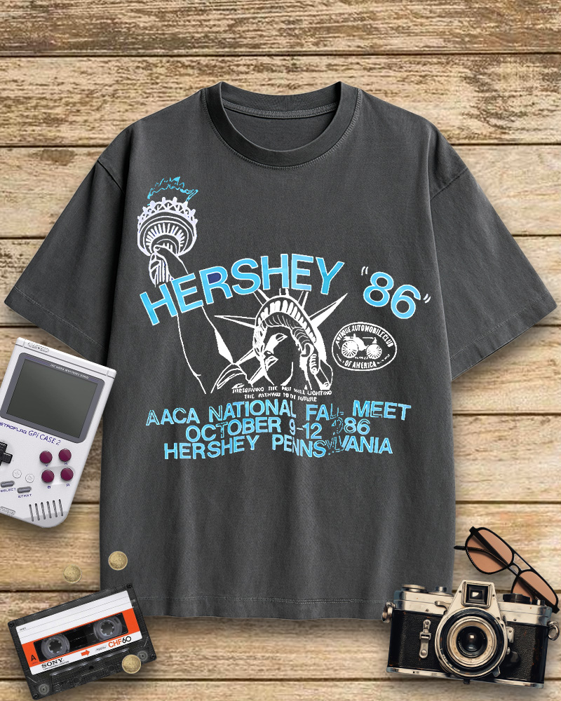 TheRetroTee 1986 Antique Auto Club Meet Hershey Cotton T-Shirt