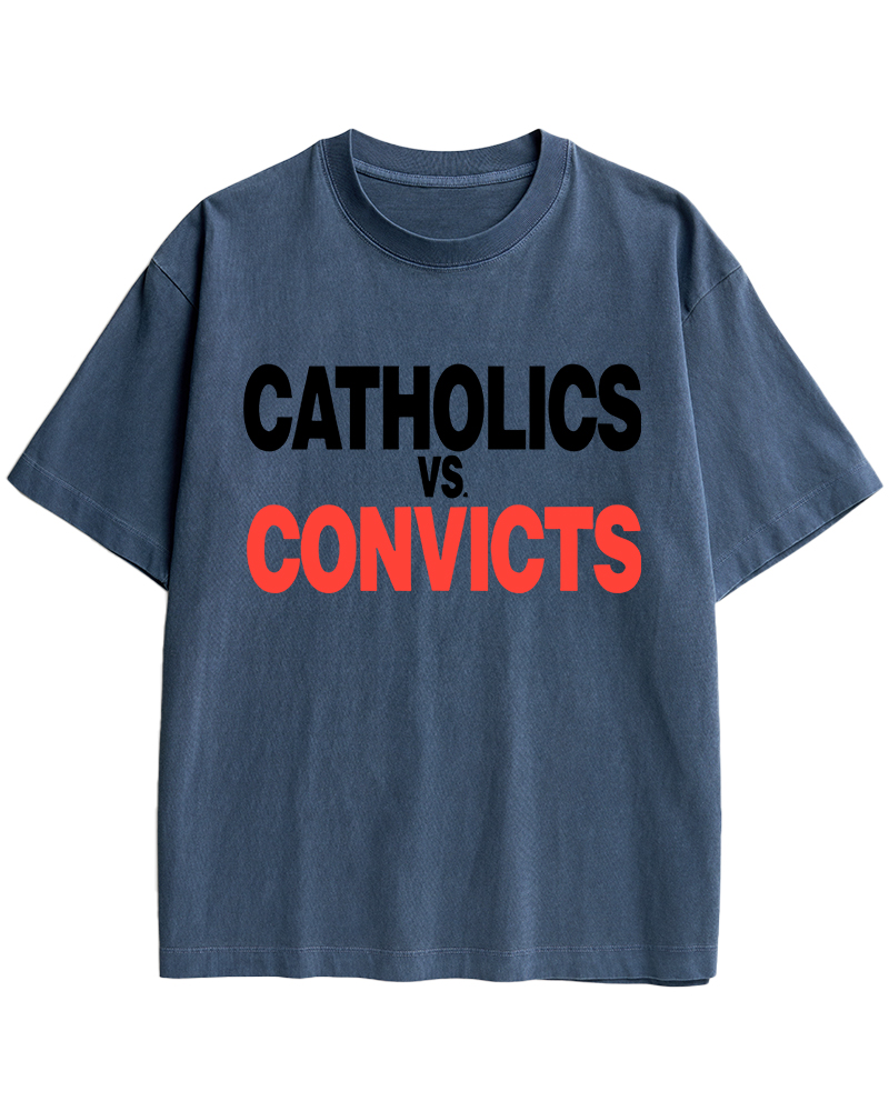 TheRetroTee Catholics vs Convicts 1980s Cotton T-Shirt