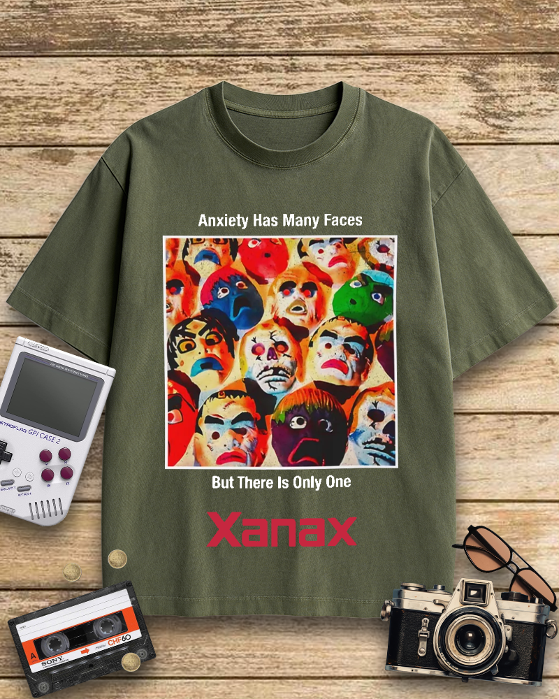 TheRetroTee Anxiety Has Many Faces Xanax 90's Vintage T-Shirt