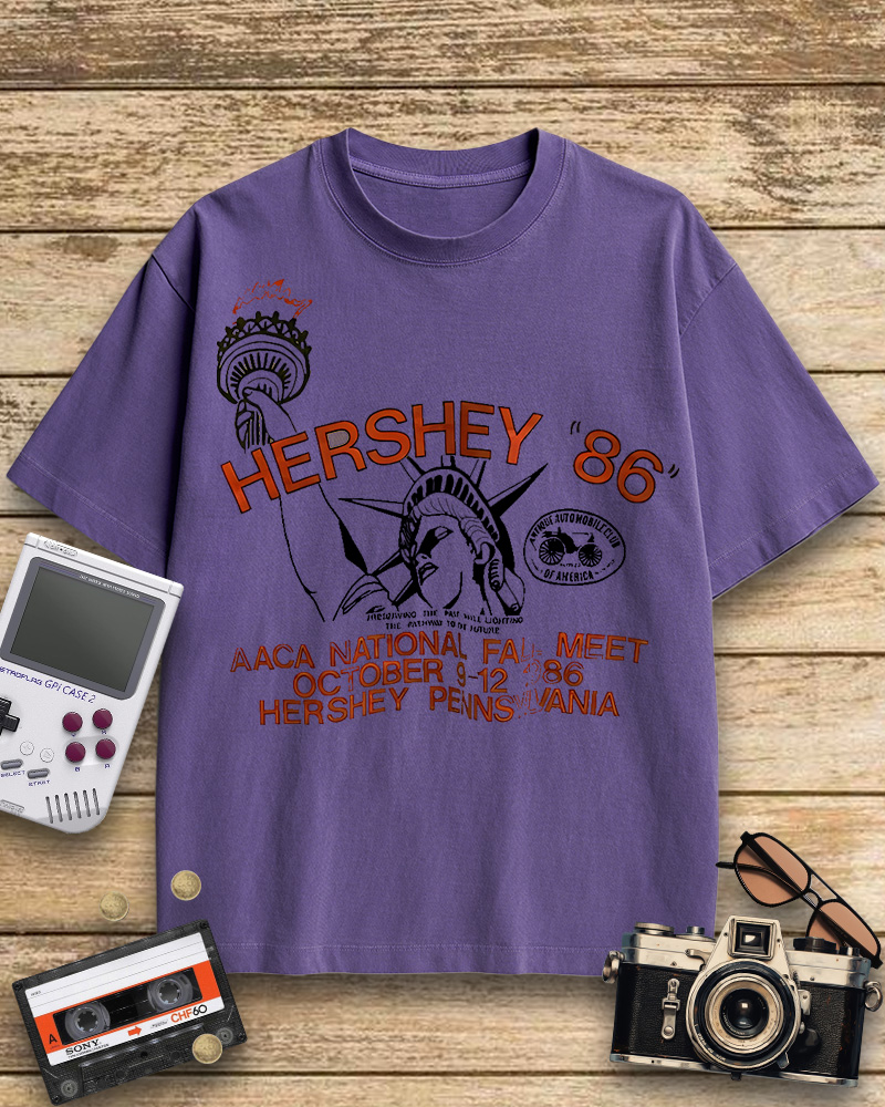 TheRetroTee 1986 Antique Auto Club Meet Hershey Cotton T-Shirt