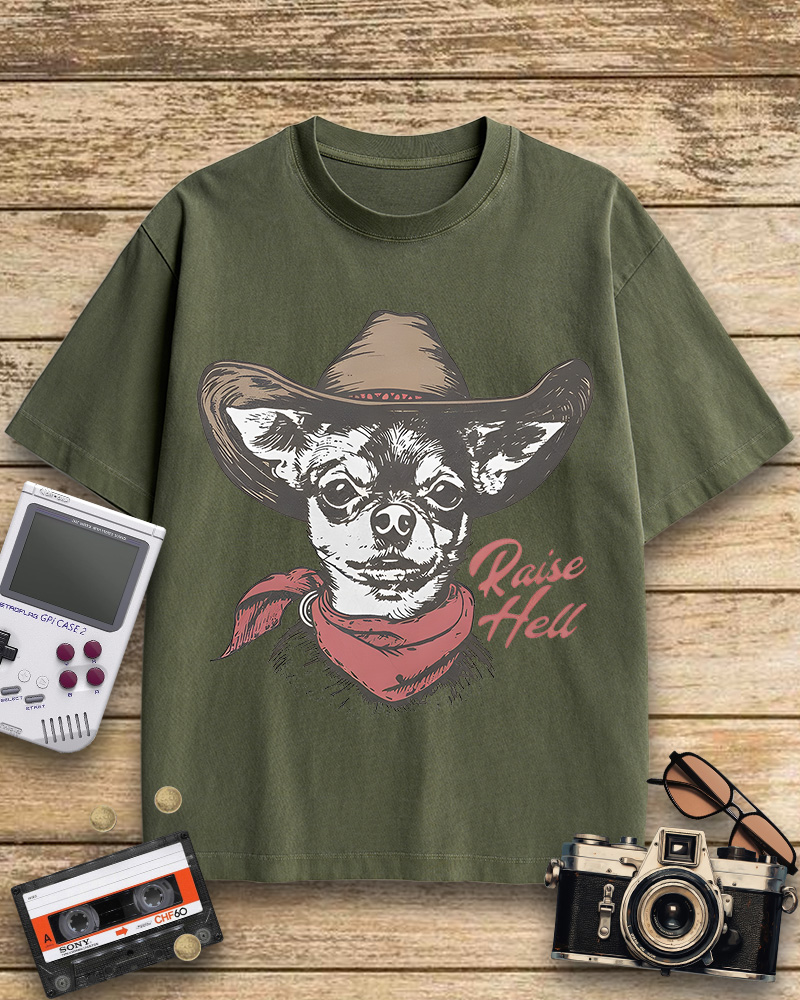 TheRetroTee Cowboy Dog Cotton T-Shirt